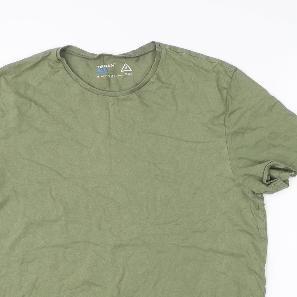 Topman Mens Green  Cotton  T-Shirt Size S Round Neck