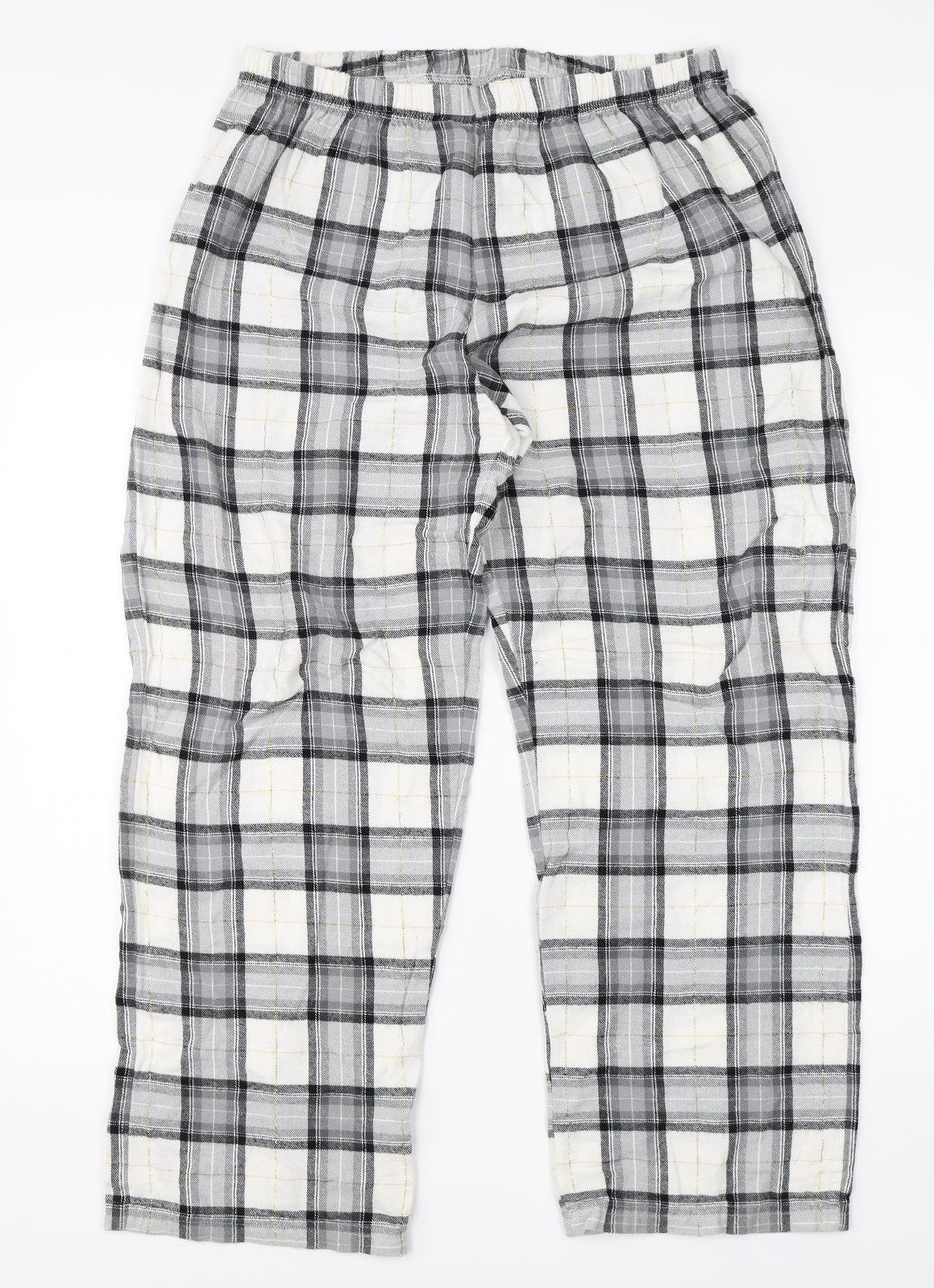 F&F Womens White Check Cotton  Pyjama Pants Size 14
