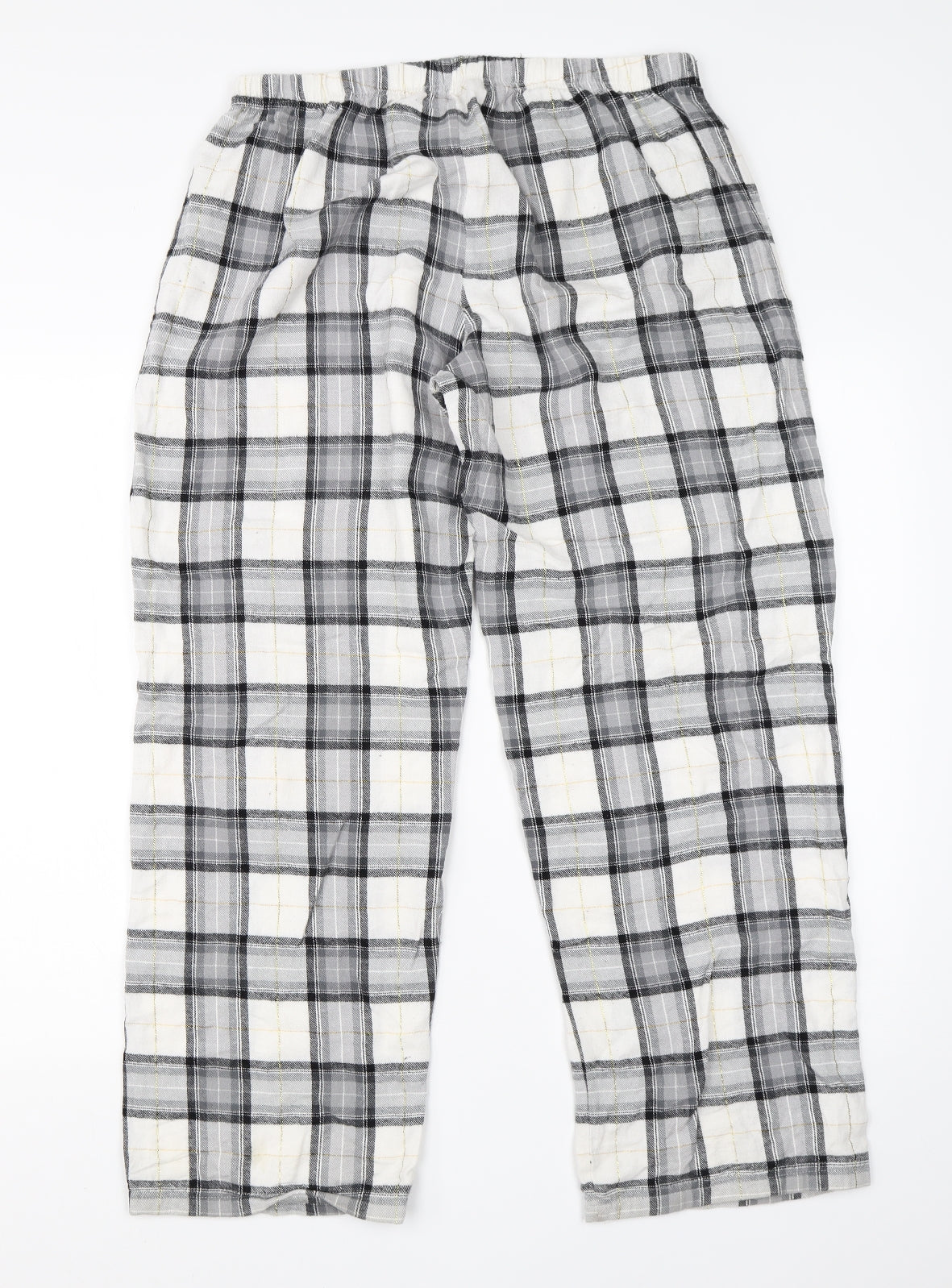 F&F Womens White Check Cotton  Pyjama Pants Size 14
