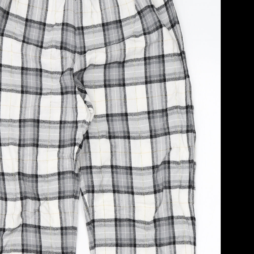 F&F Womens White Check Cotton  Pyjama Pants Size 14