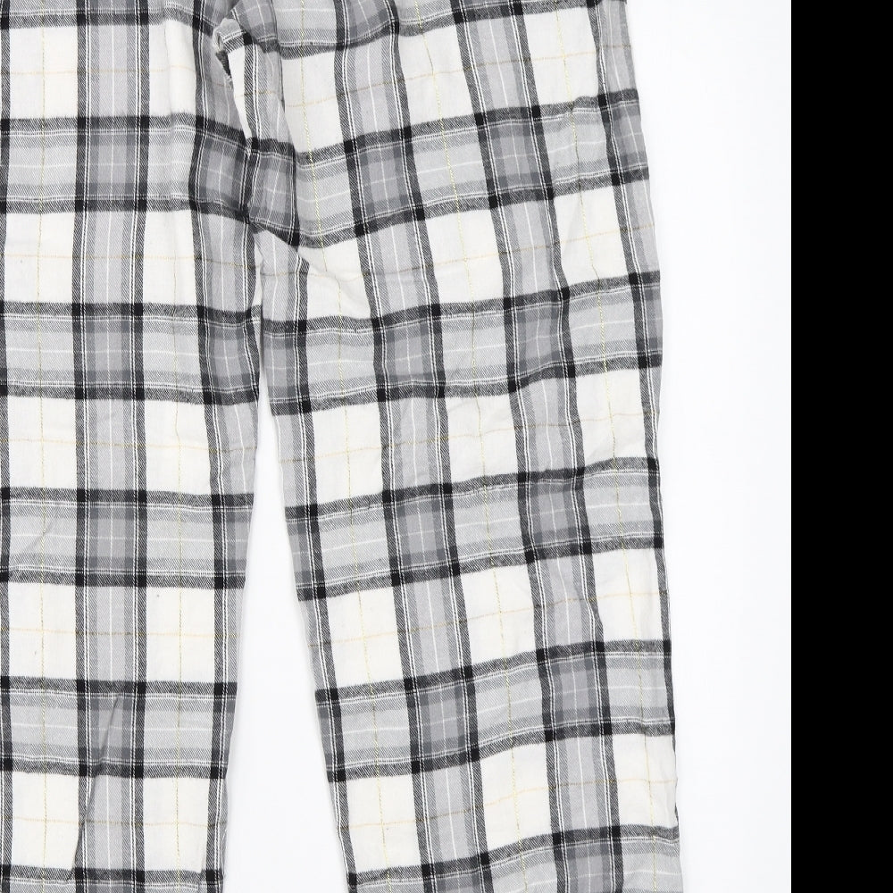 F&F Womens White Check Cotton  Pyjama Pants Size 14