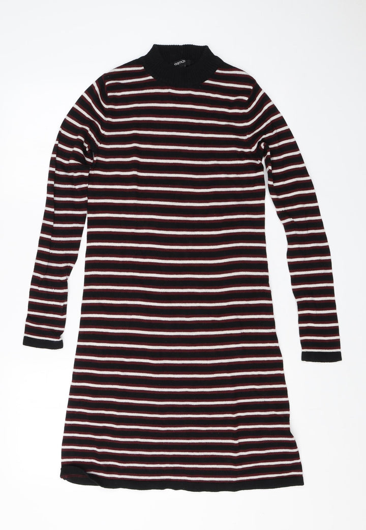 ESMARA Womens Red Striped Cotton T-Shirt Dress Size 8 Halter