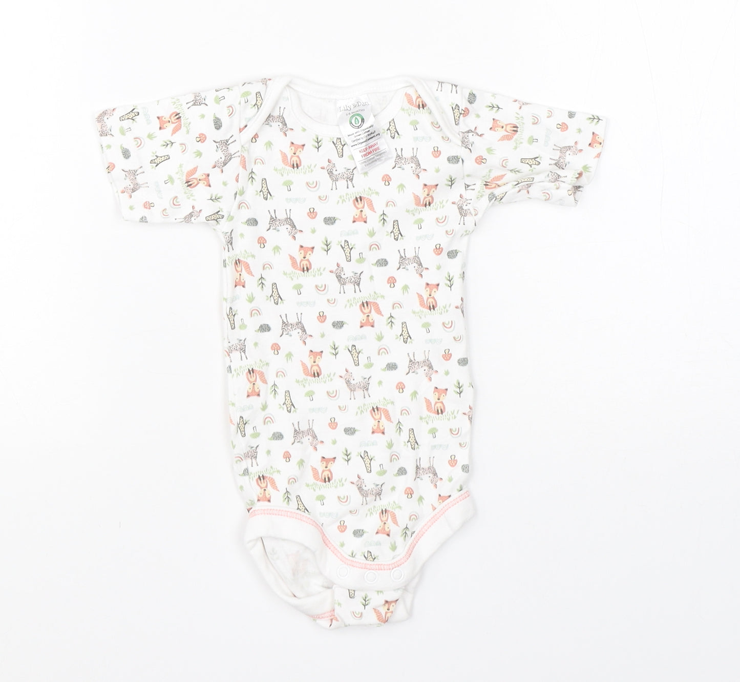 Lily & Dan Baby White  Cotton Babygrow One-Piece Size 3-6 Months