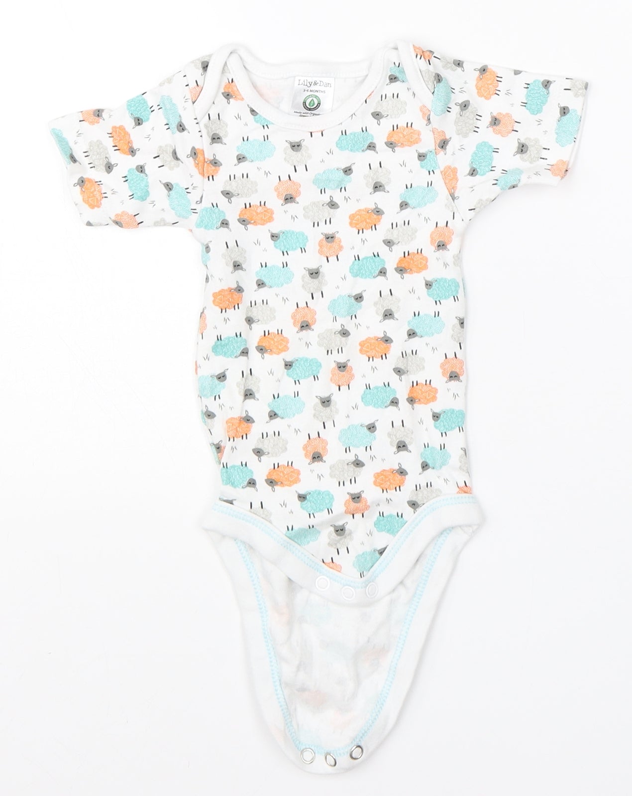 Lily & Dan Baby White  Cotton Babygrow One-Piece Size 3-6 Months