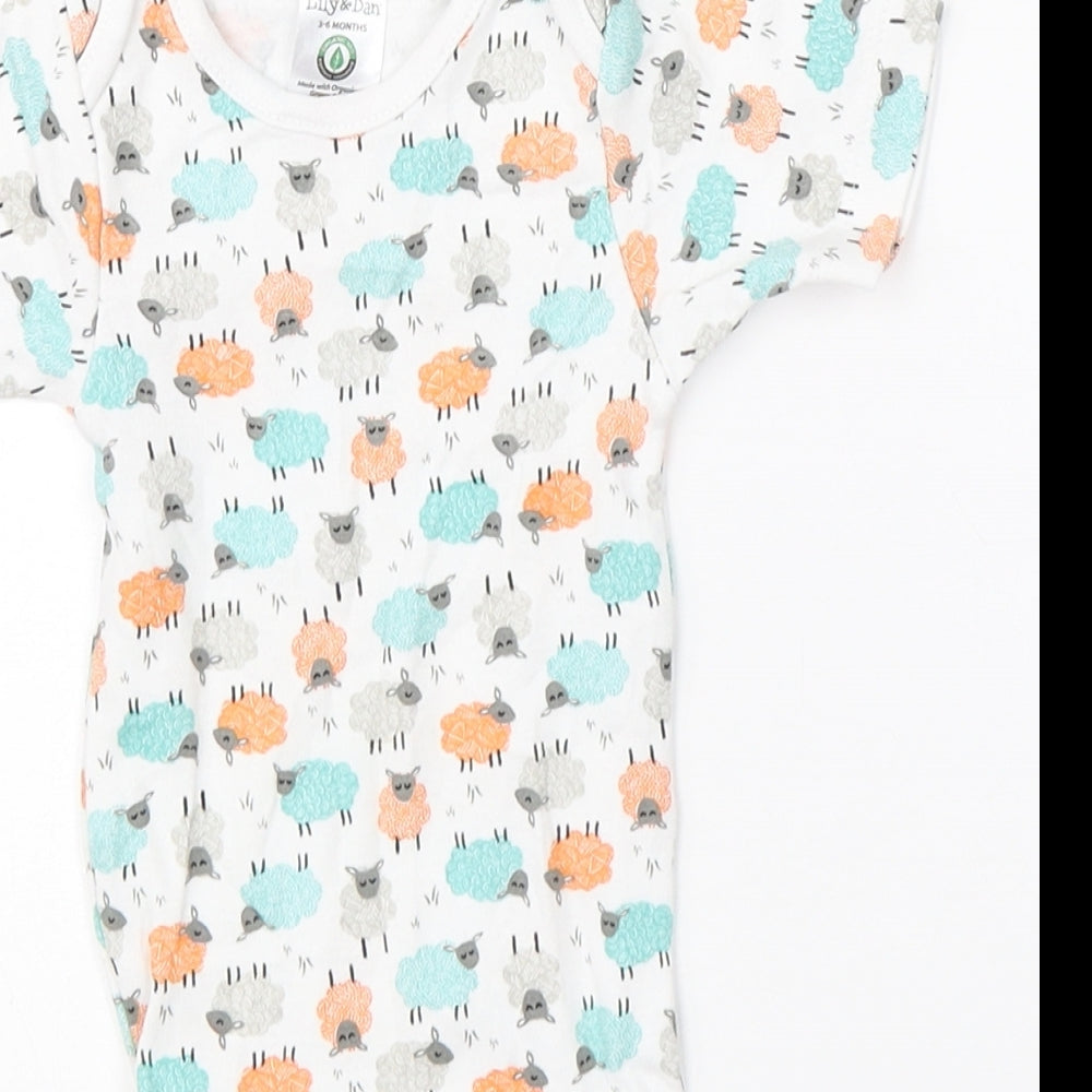 Lily & Dan Baby White  Cotton Babygrow One-Piece Size 3-6 Months