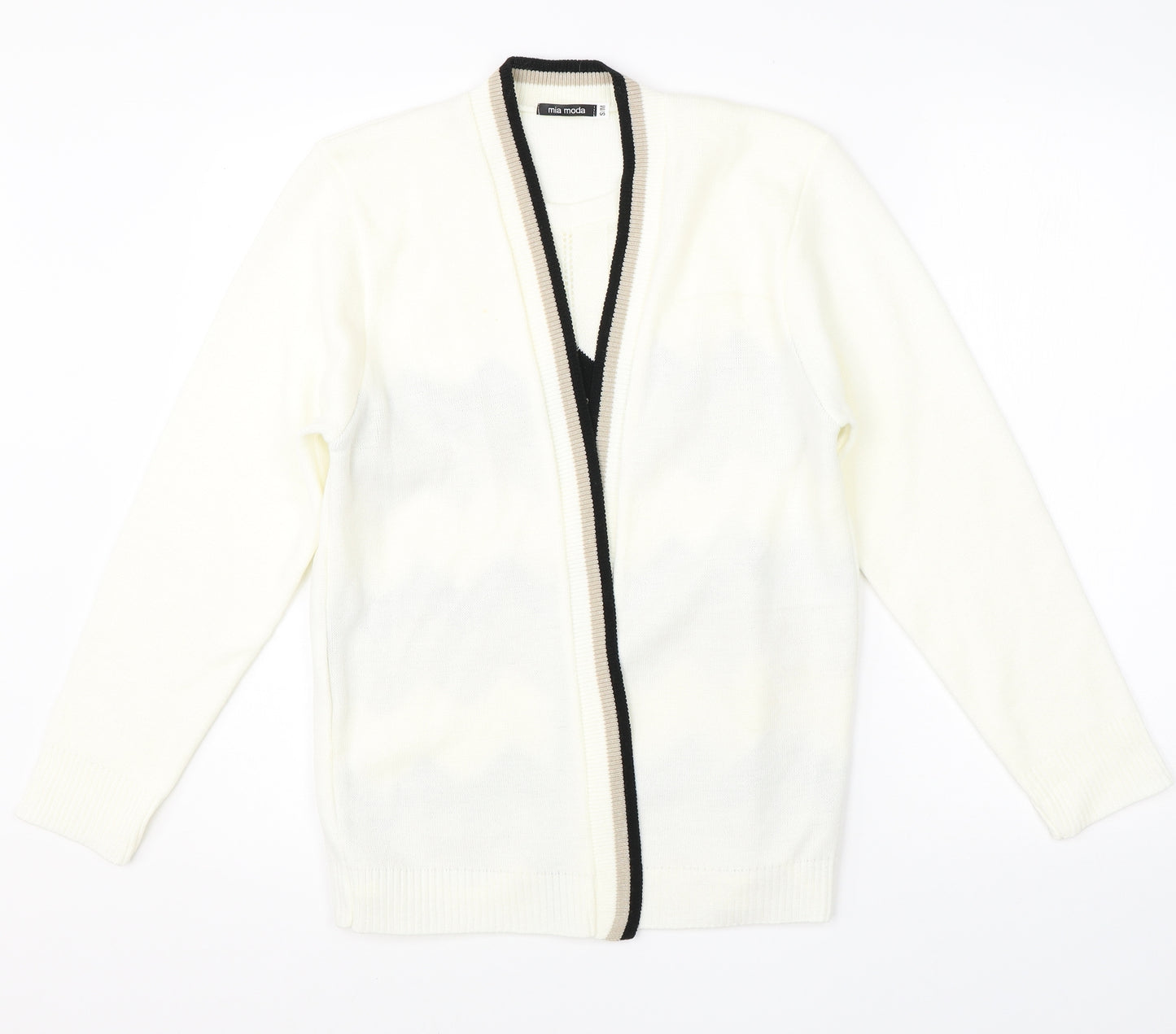 Mia Moda Womens White Round Neck  Acrylic Pullover Jumper Size M