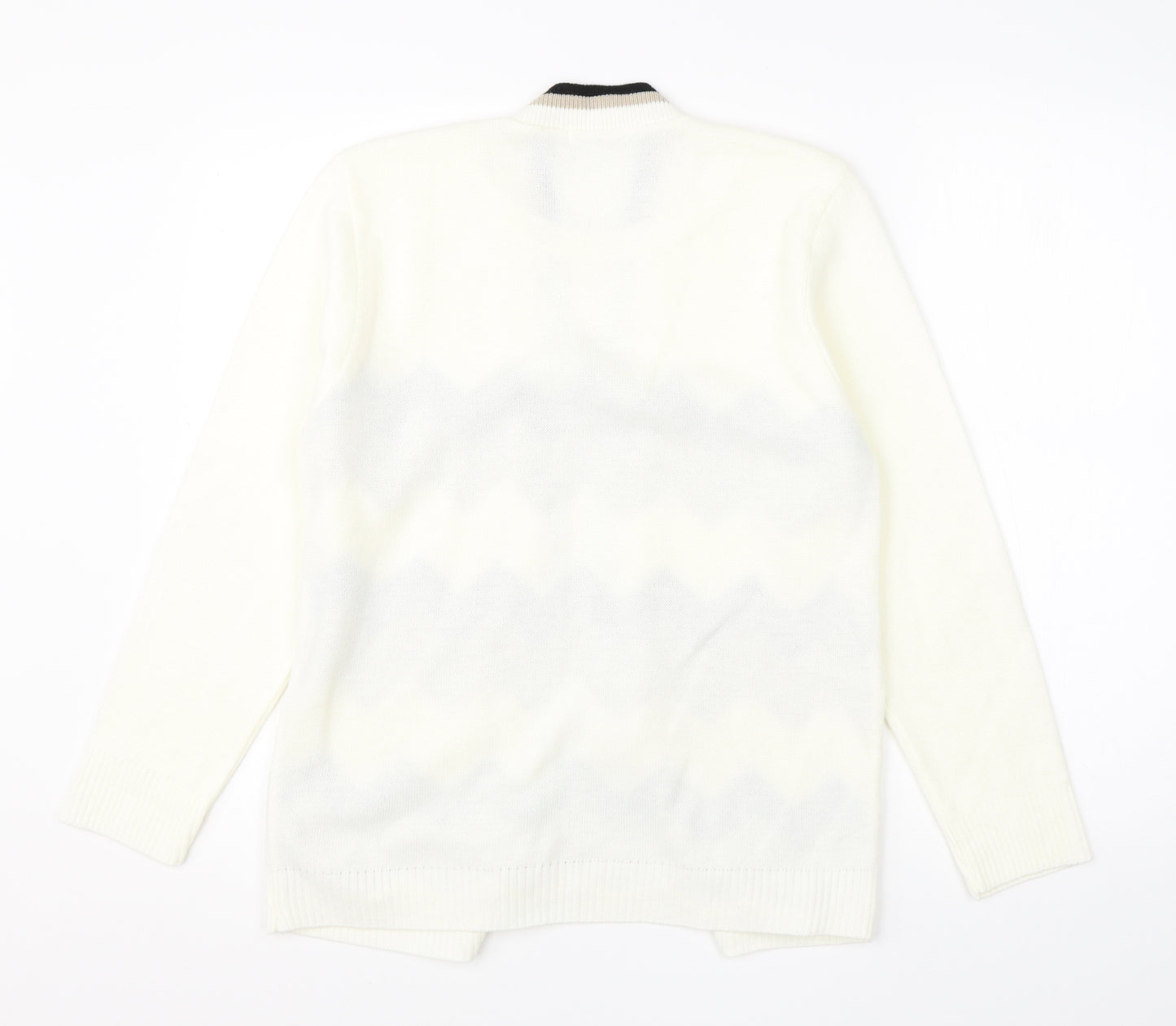 Mia Moda Womens White Round Neck  Acrylic Pullover Jumper Size M