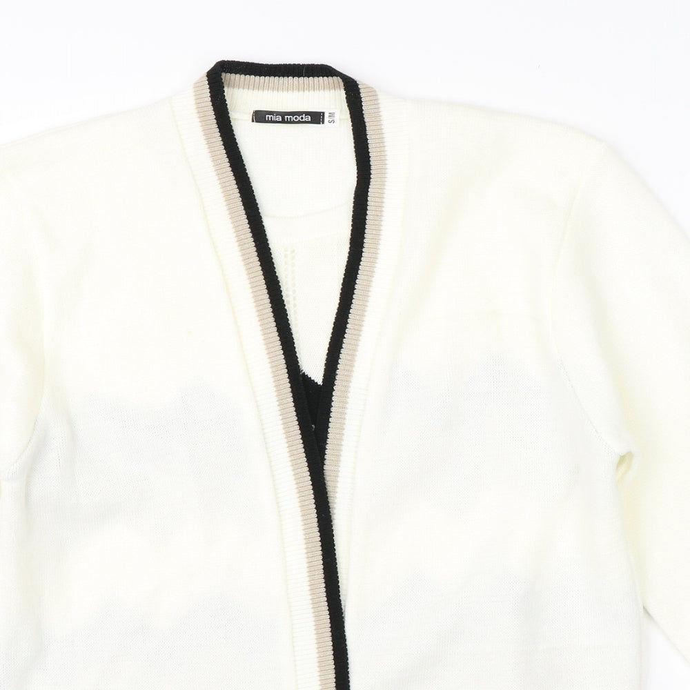 Mia Moda Womens White Round Neck  Acrylic Pullover Jumper Size M