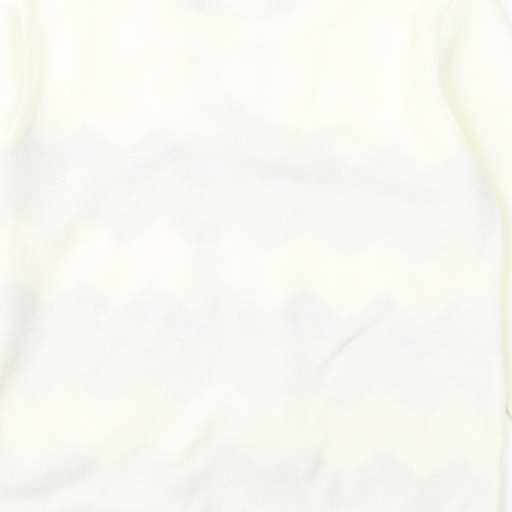 Mia Moda Womens White Round Neck  Acrylic Pullover Jumper Size M