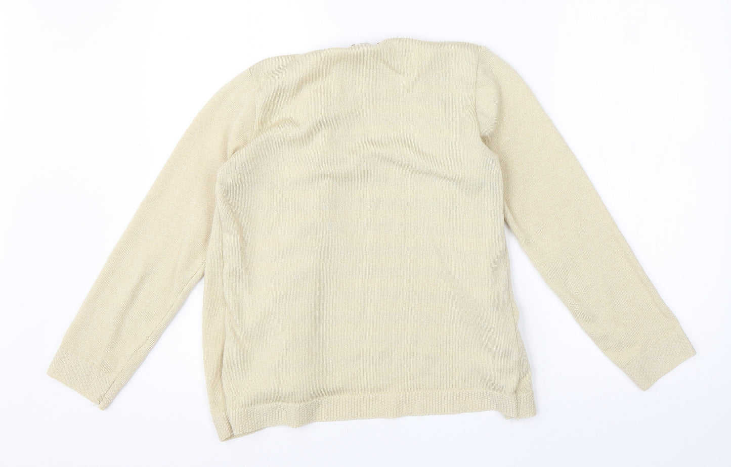 Future Lady Womens Beige Round Neck Striped Elastane Cardigan Jumper Size M