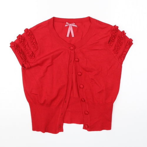 NEXT Womens Red Round Neck  Viscose Cardigan Jumper Size 12