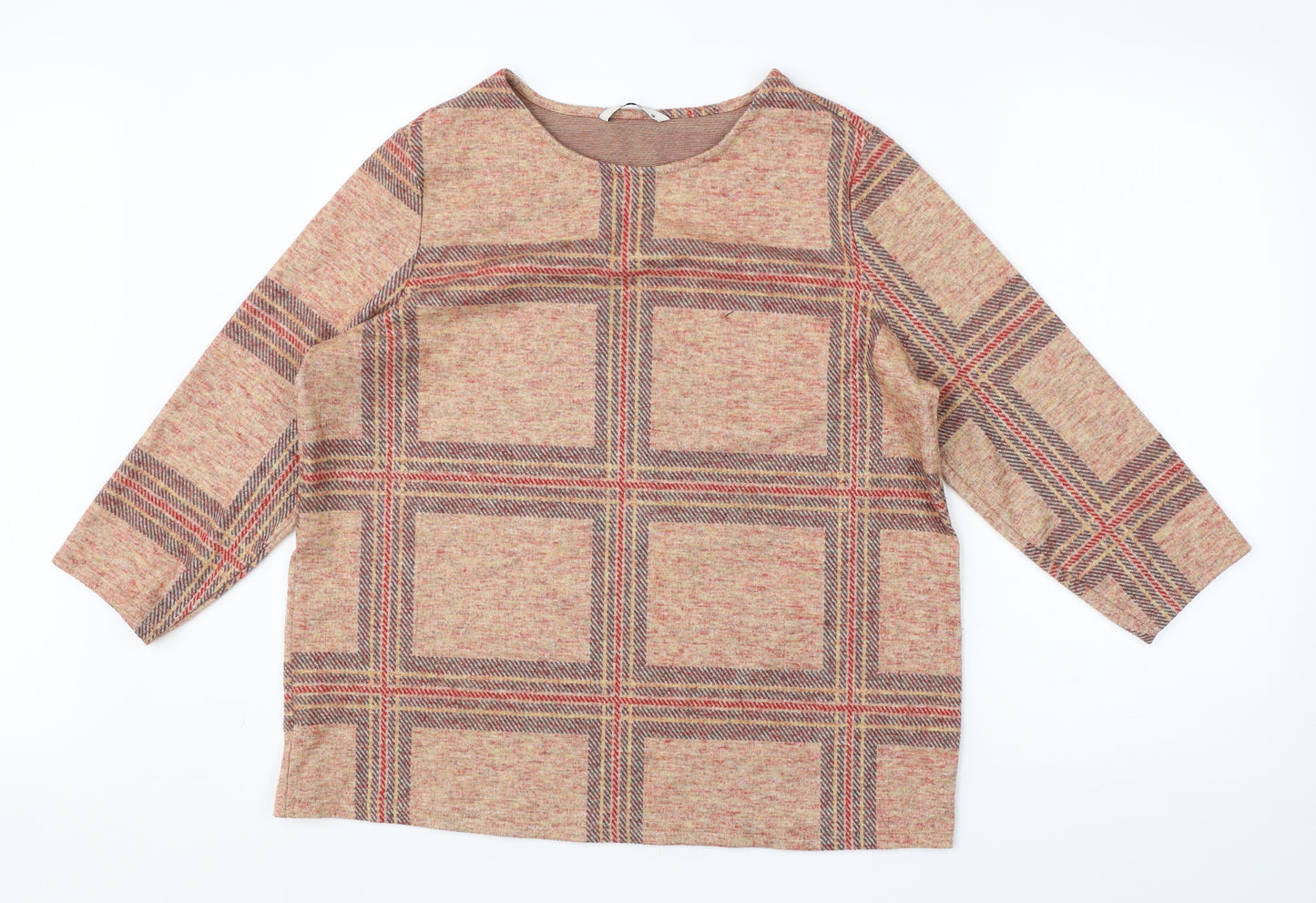 TU Womens Multicoloured Round Neck Check Viscose Pullover Jumper Size 16