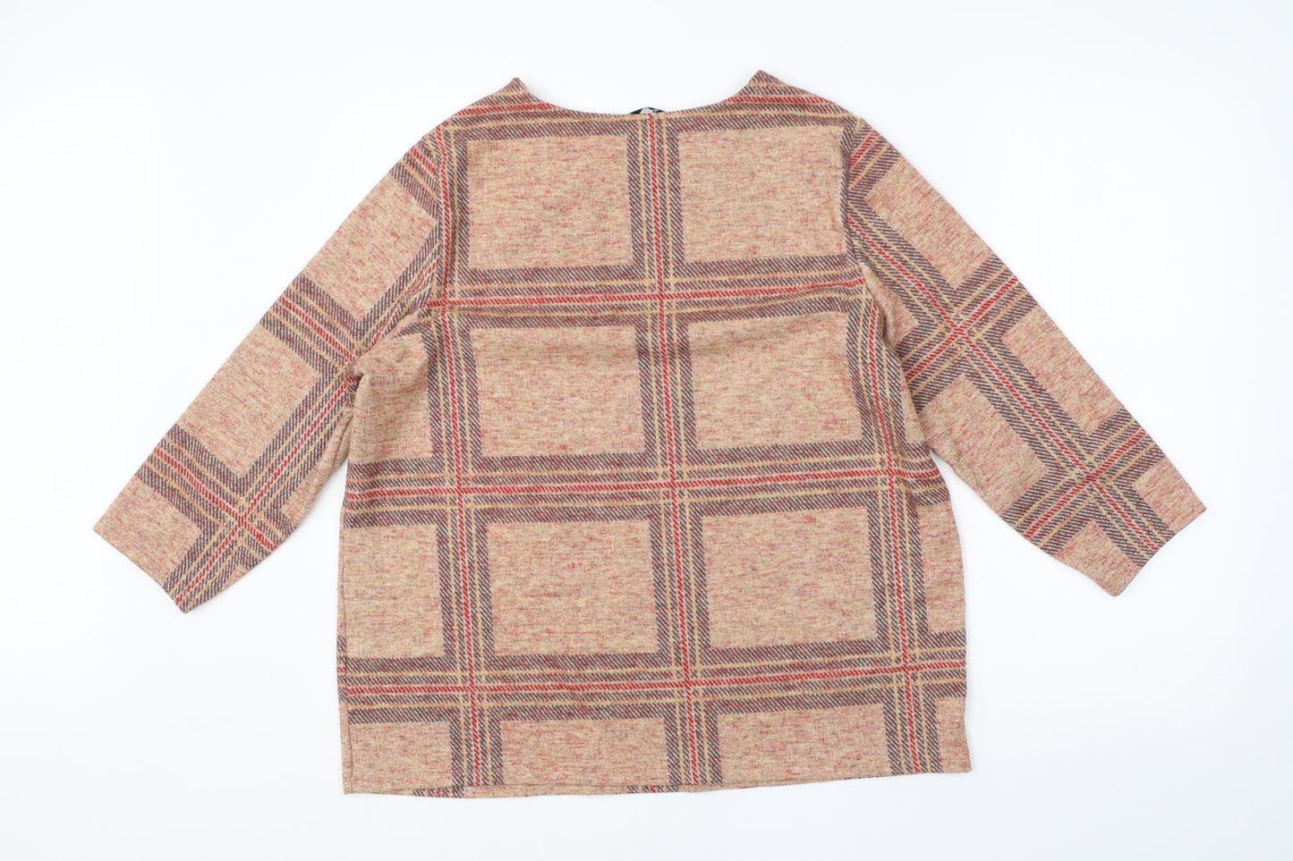 TU Womens Multicoloured Round Neck Check Viscose Pullover Jumper Size 16