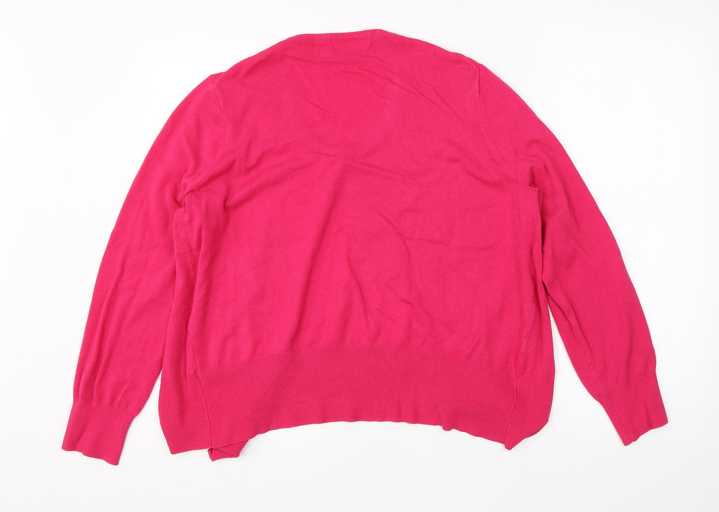 M&S Womens Pink Round Neck  Viscose Cardigan Jumper Size 20