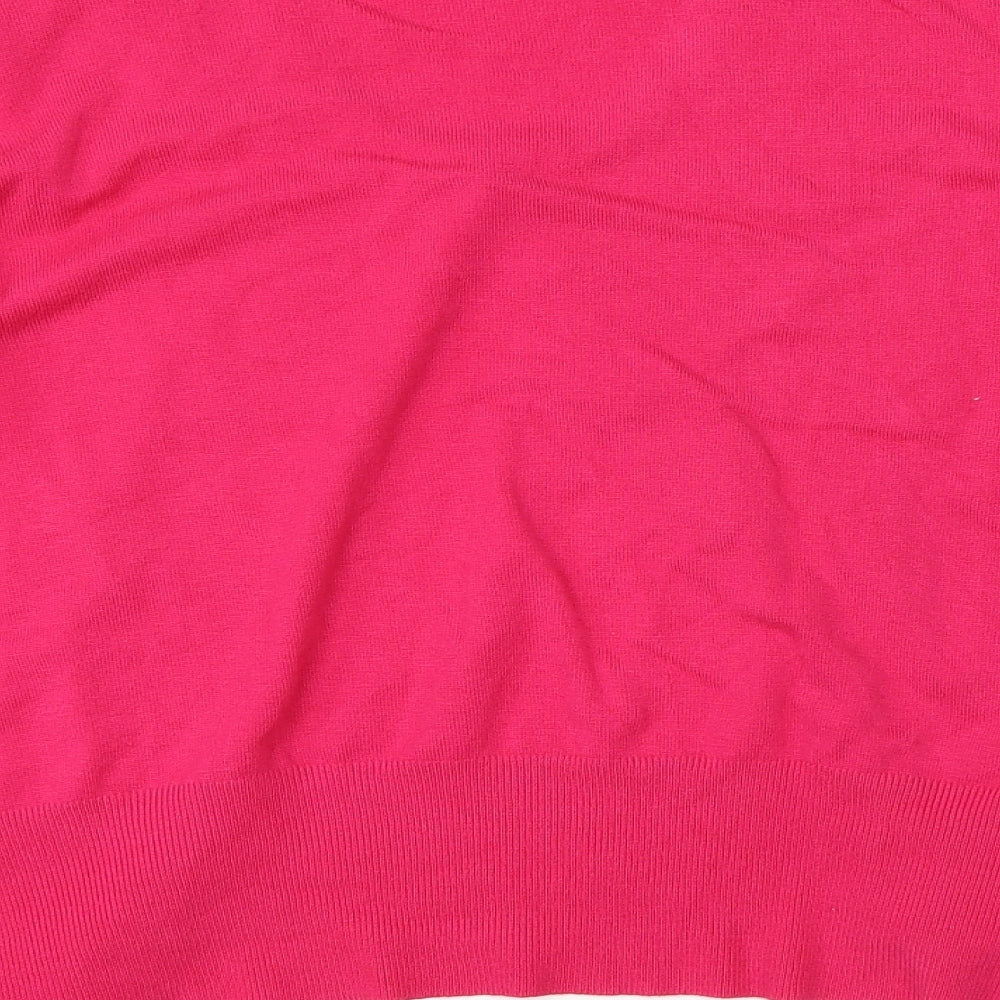 M&S Womens Pink Round Neck  Viscose Cardigan Jumper Size 20