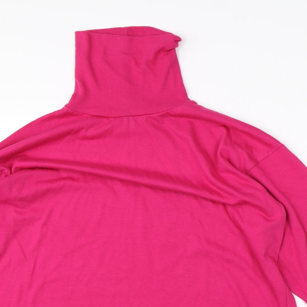 Alibi Womens Pink Roll Neck  Polyester Pullover Jumper One Size