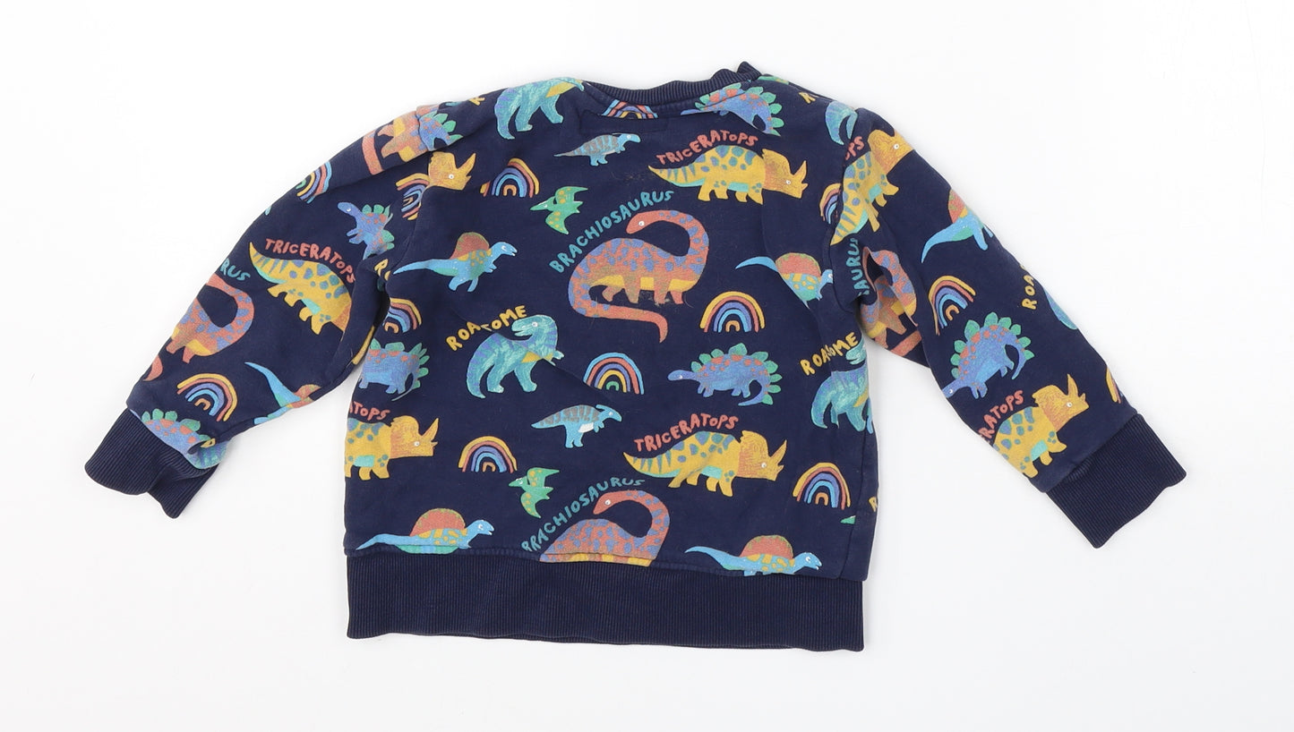 NEXT Boys Blue  Cotton Pullover Sweatshirt Size 2-3 Years   - dinosaurs