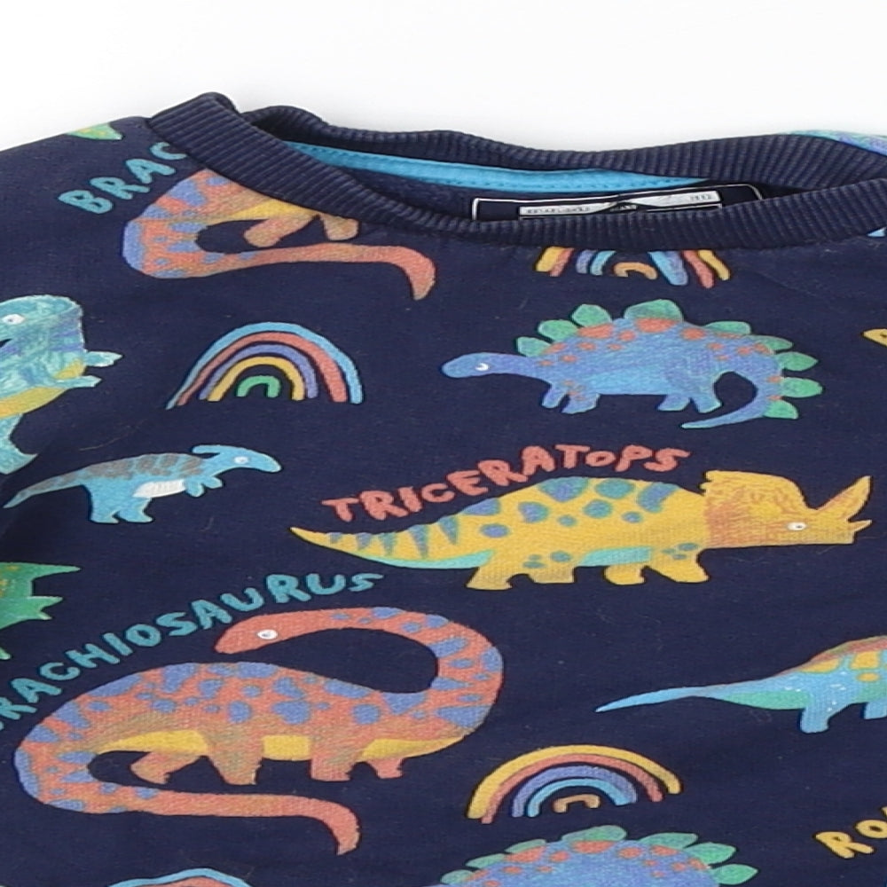 NEXT Boys Blue  Cotton Pullover Sweatshirt Size 2-3 Years   - dinosaurs
