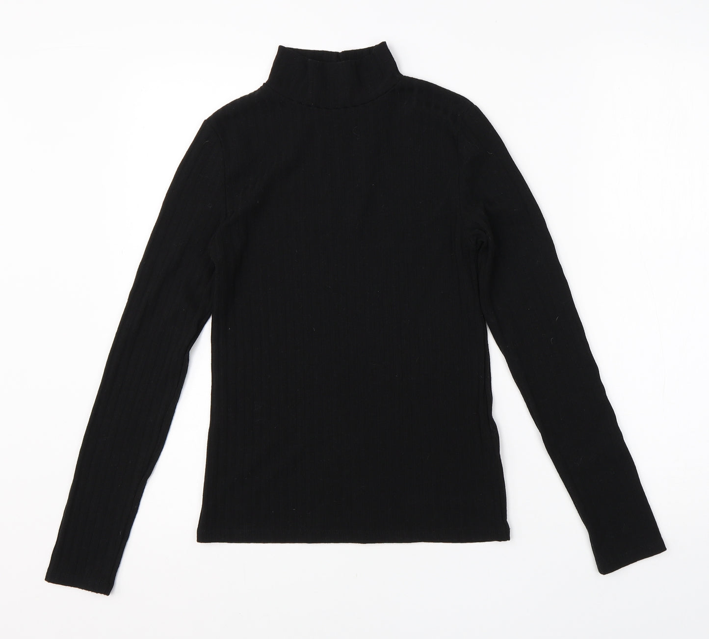 Topshop Womens Black Roll Neck  Viscose Pullover Jumper Size 12