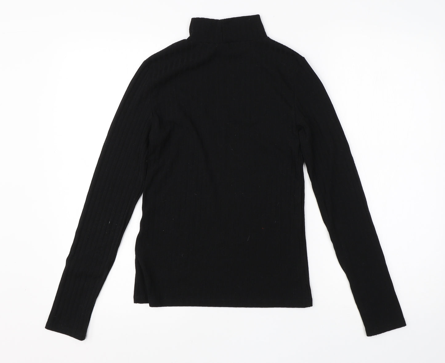 Topshop Womens Black Roll Neck  Viscose Pullover Jumper Size 12