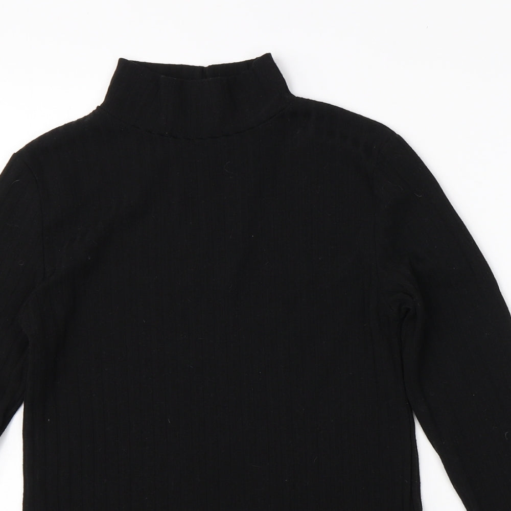 Topshop Womens Black Roll Neck  Viscose Pullover Jumper Size 12