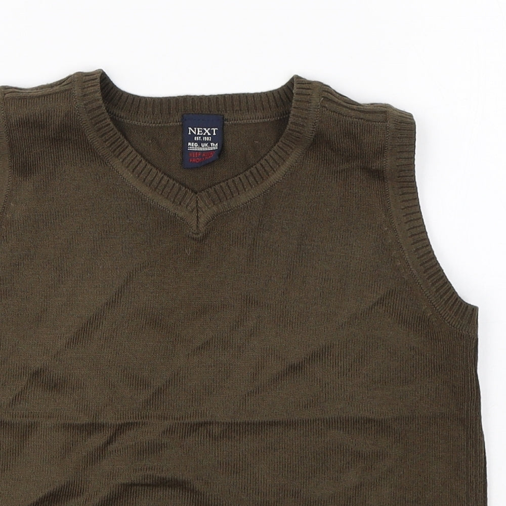 NEXT Boys Green V-Neck  Acrylic Pullover Jumper Size 3-4 Years