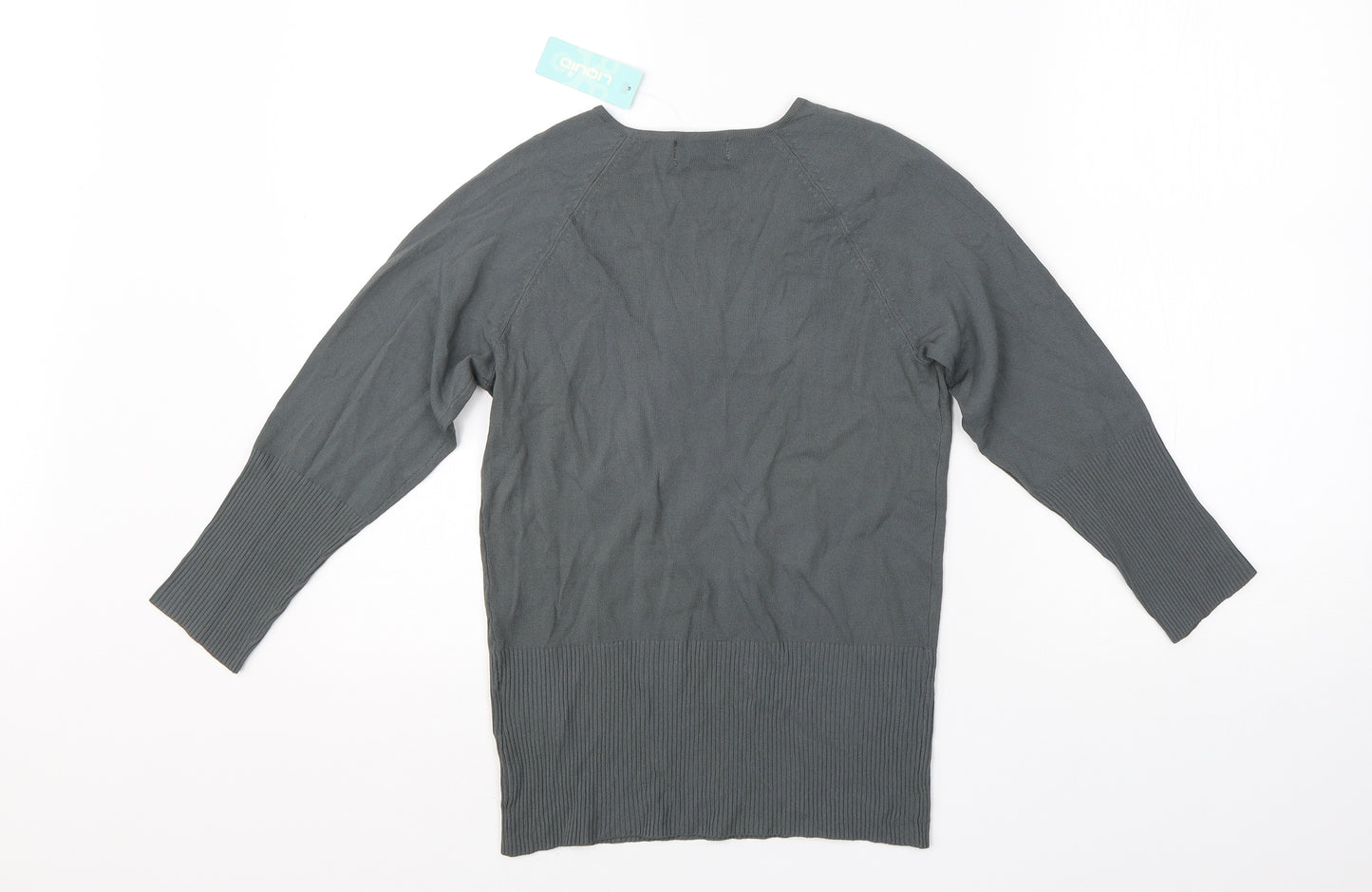 Liquid Womens Green V-Neck  Viscose Pullover Jumper Size M