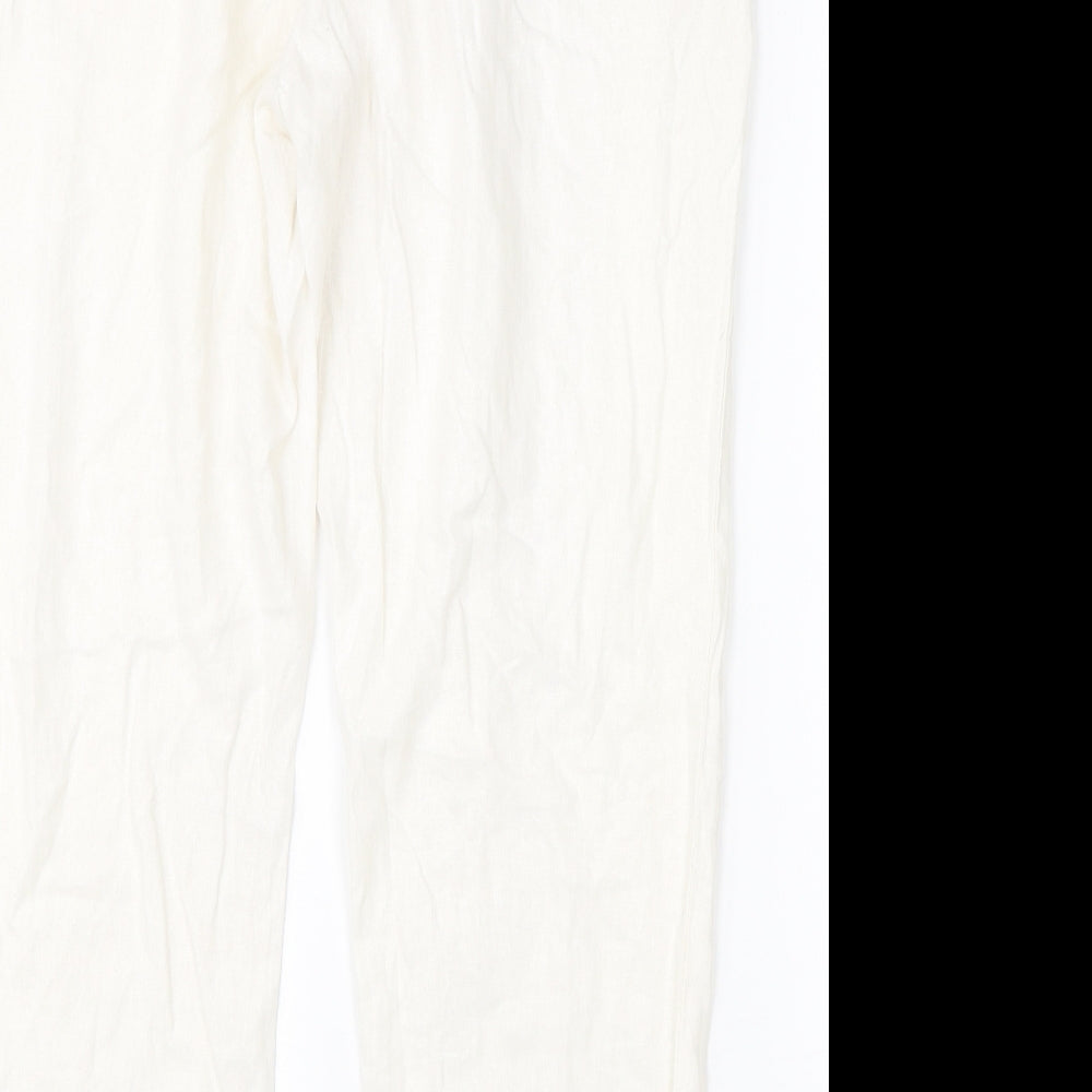 Primark Womens White  Linen Harem Trousers Size 12 L26 in Regular