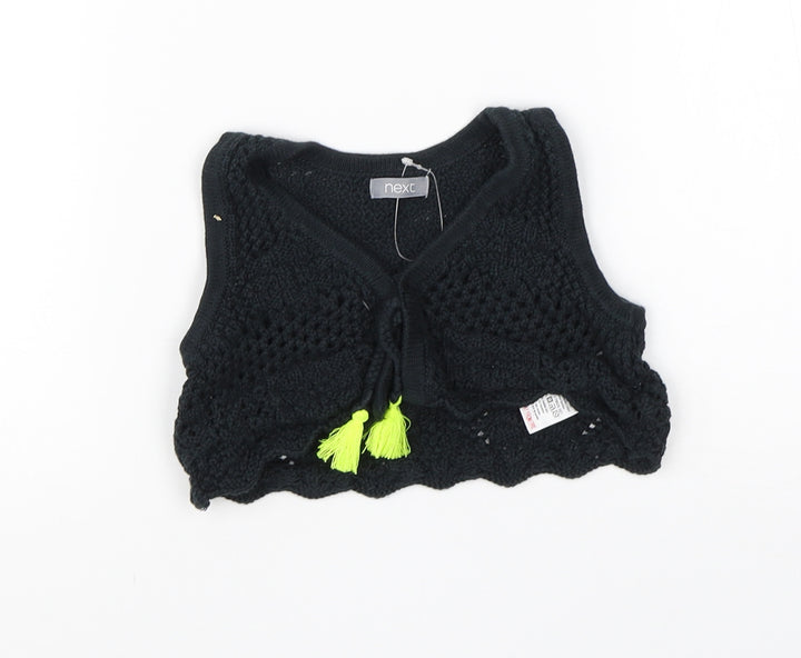 NEXT Girls Black  Cotton Shrug Jumper Size 9-12 Months