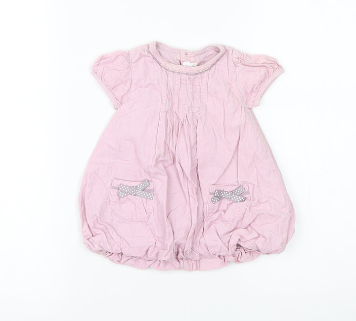 mamas & papas Girls Pink  Cotton A-Line  Size 0-3 Months  Round Neck
