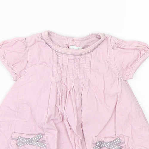 mamas & papas Girls Pink  Cotton A-Line  Size 0-3 Months  Round Neck