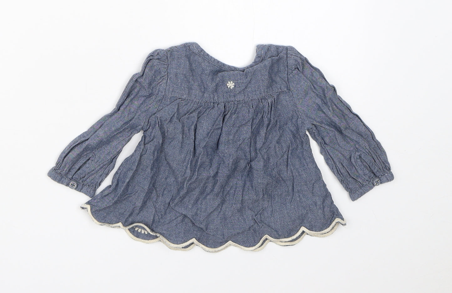 Monsoon Girls Blue  Cotton Shift  Size 0-3 Months