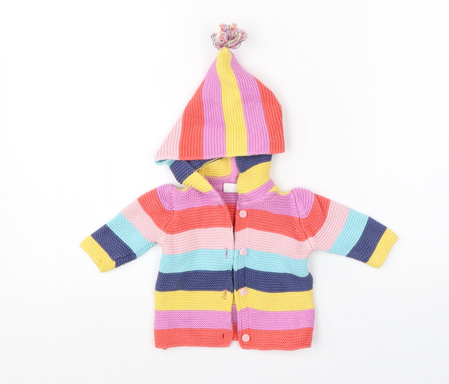 NEXT Girls Multicoloured  Cotton Pullover Jumper Size 0-3 Months  Button
