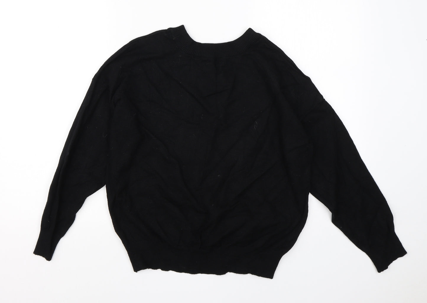 F&F Womens Black Round Neck  Viscose Pullover Jumper Size 12