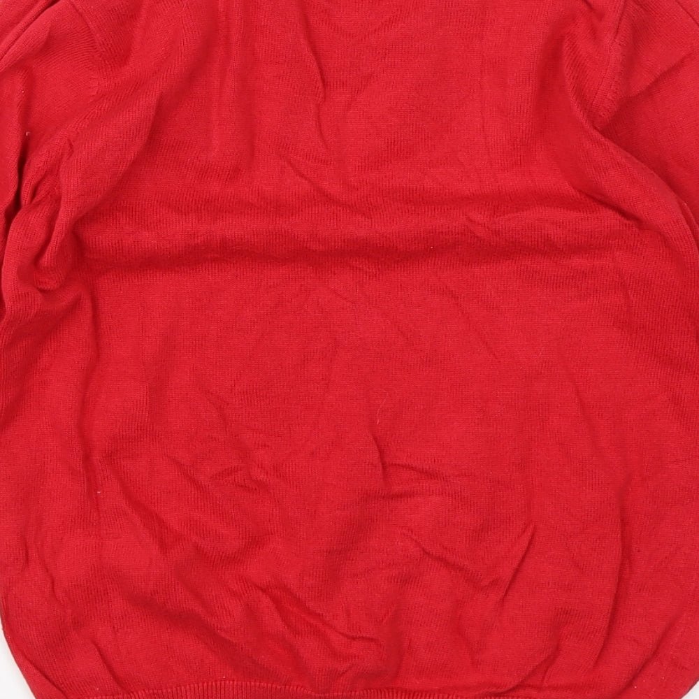 TU Boys Red V-Neck  Cotton Pullover Jumper Size 9 Years