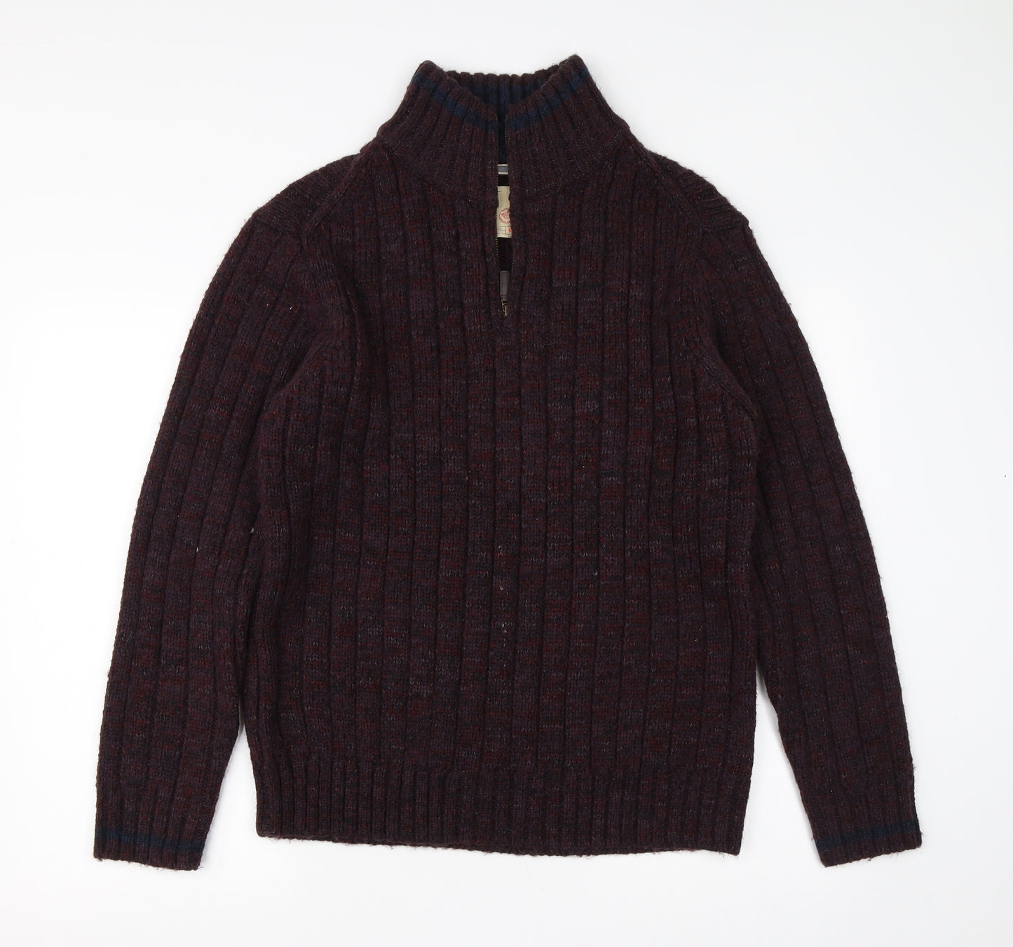 M&S Mens Red High Neck  Acrylic Pullover Jumper Size M