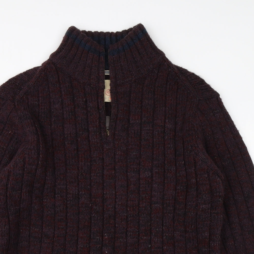 M&S Mens Red High Neck  Acrylic Pullover Jumper Size M