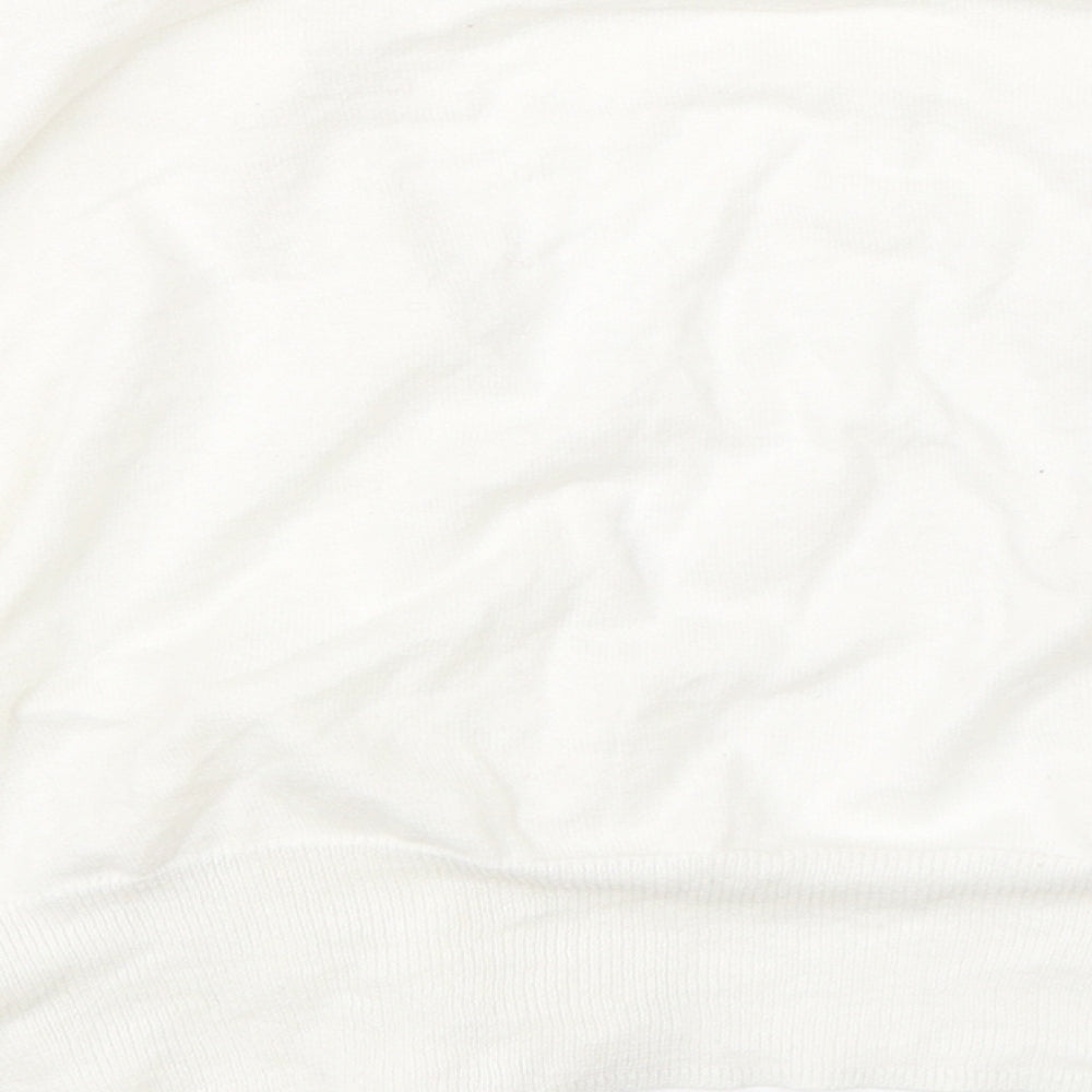 M&S Womens White Round Neck  Cotton Cardigan Jumper Size 14