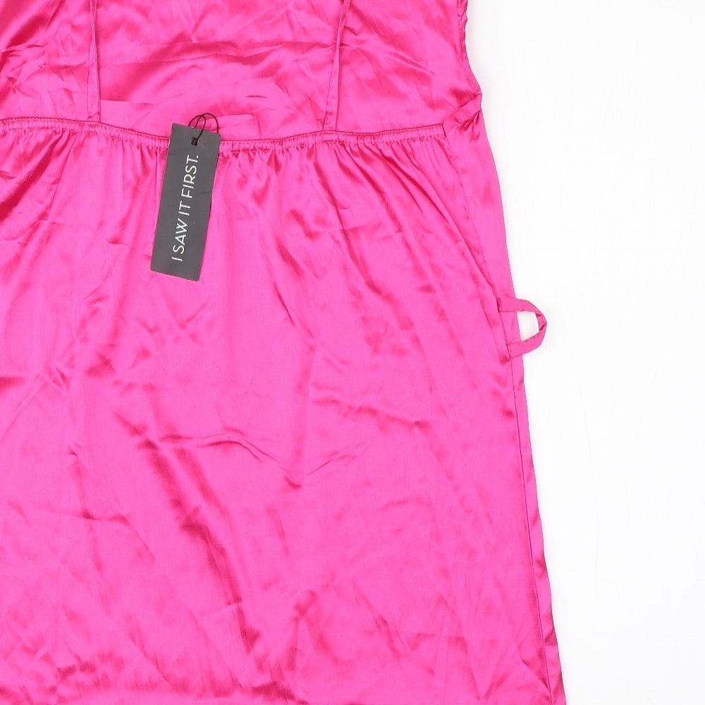 I SAW IT FIRST Womens Pink  Polyester A-Line  Size 14  Square Neck