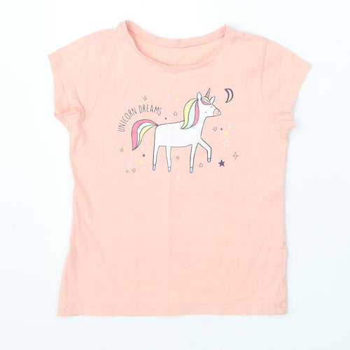 George Girls Orange  Cotton  Pyjama Top Size 7-8 Years   - unicorn