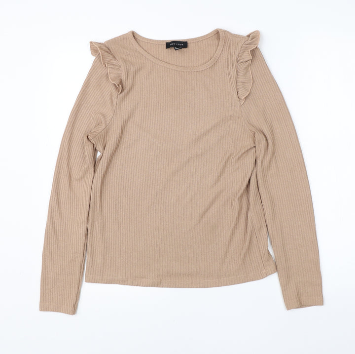 New Look Womens Brown Round Neck  Viscose Pullover Jumper Size 10