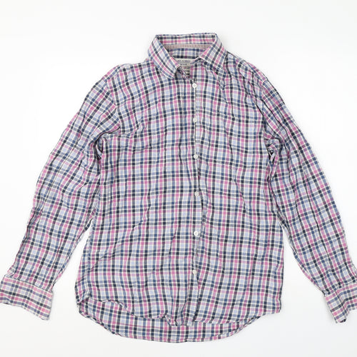 James Aubrey Mens Multicoloured Check Cotton  Button-Up Size M Collared Button