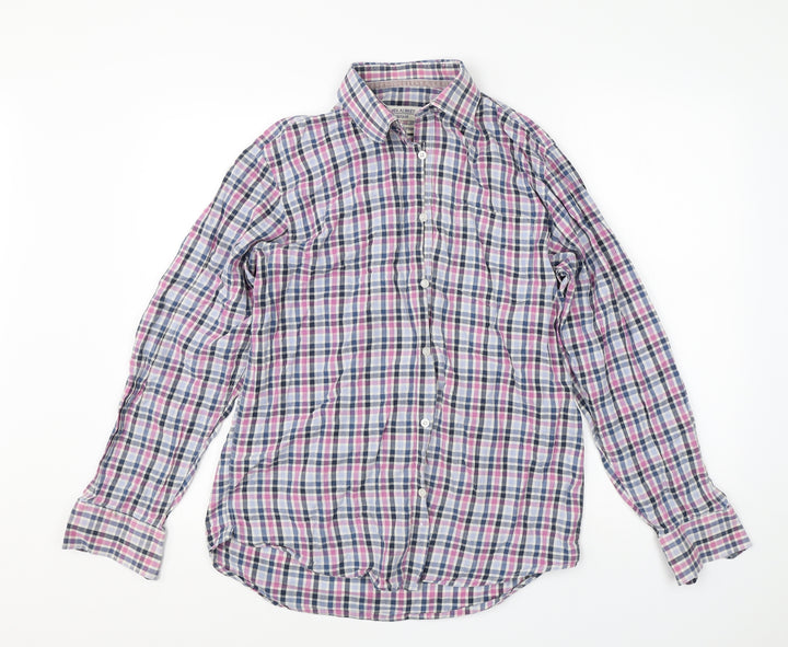 James Aubrey Mens Multicoloured Check Cotton Button-Up Size M Collared Button