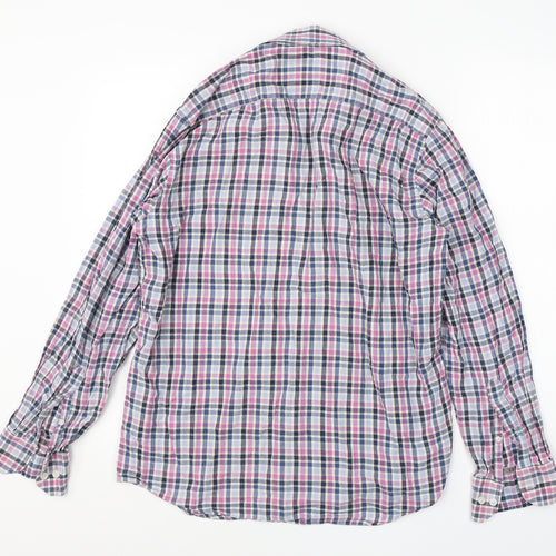 James Aubrey Mens Multicoloured Check Cotton  Button-Up Size M Collared Button