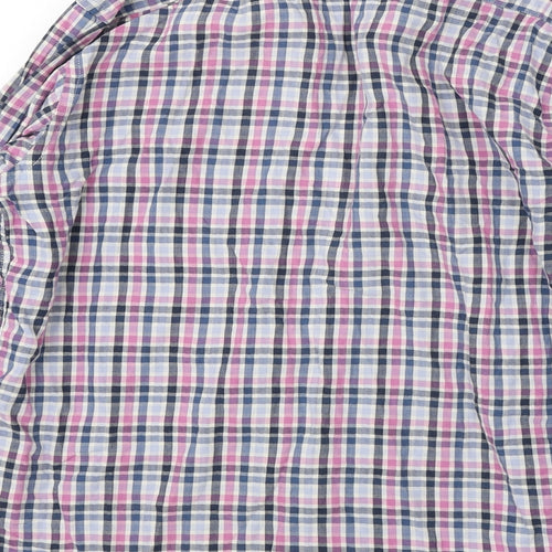 James Aubrey Mens Multicoloured Check Cotton  Button-Up Size M Collared Button