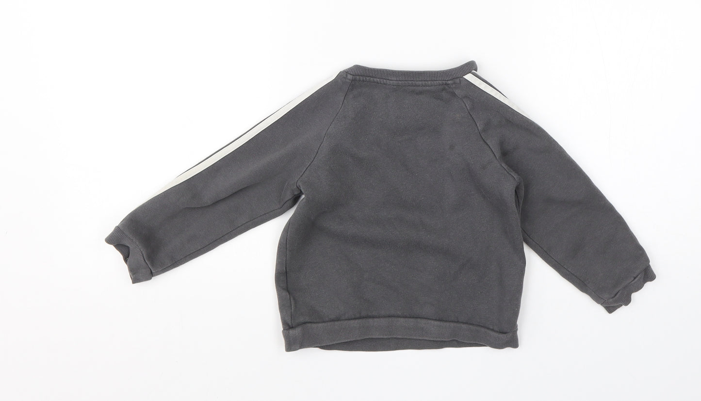 adidas Boys Grey  Cotton Pullover Jumper Size 12-18 Months