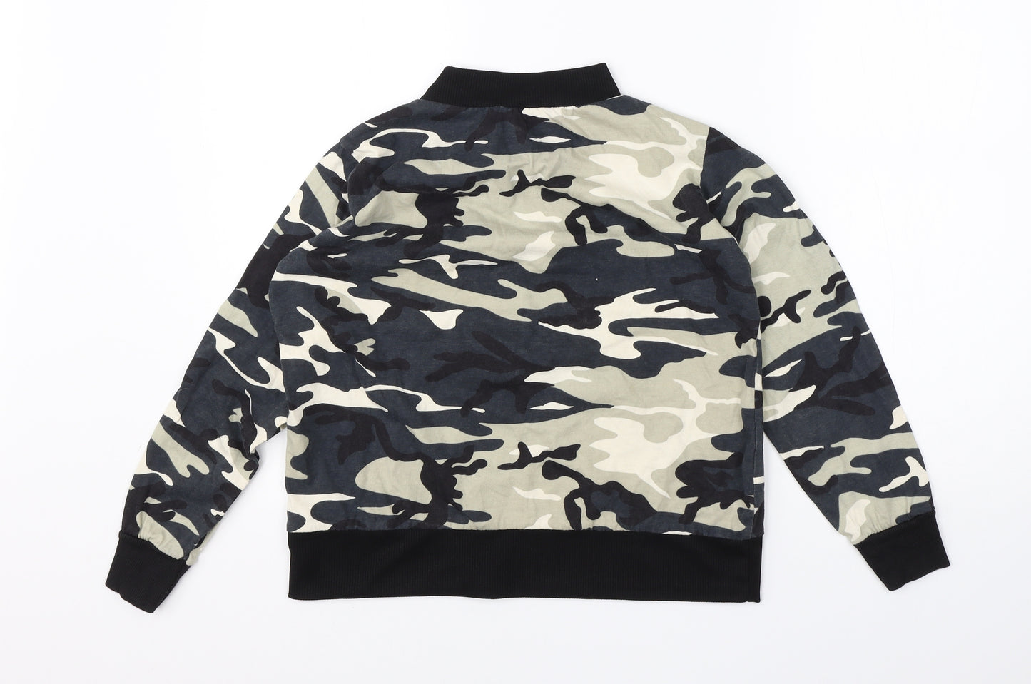 Finella Womens Green Round Neck Camouflage Cotton Pullover Jumper Size L