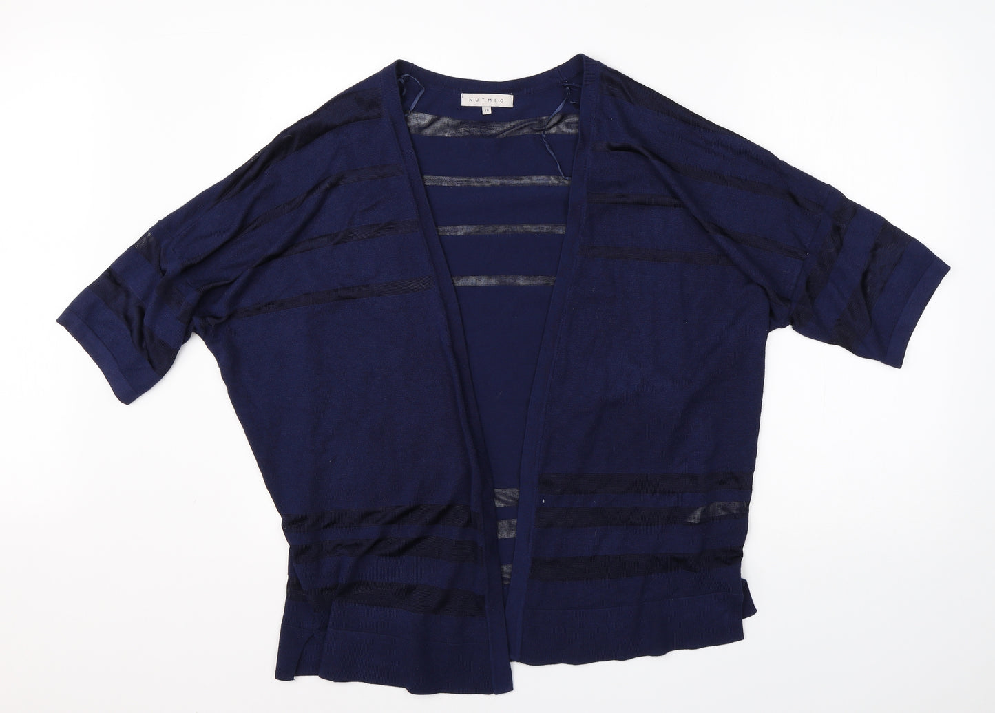 Nutmeg Womens Blue Round Neck  Viscose Cardigan Jumper Size 18