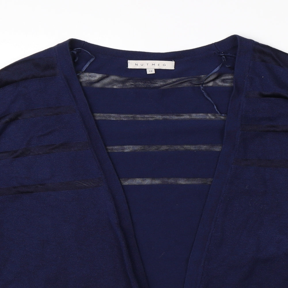 Nutmeg Womens Blue Round Neck  Viscose Cardigan Jumper Size 18