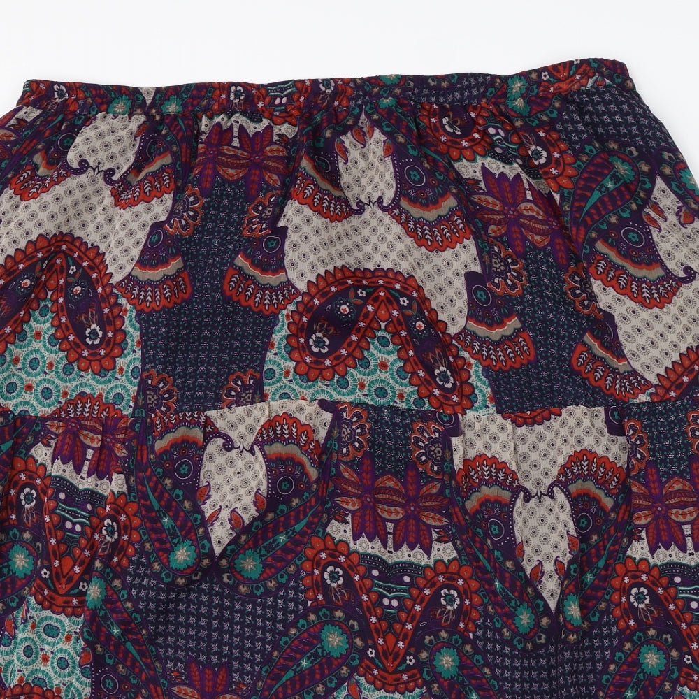 Being Casual Womens Purple Paisley Polyester A-Line Skirt Size 28